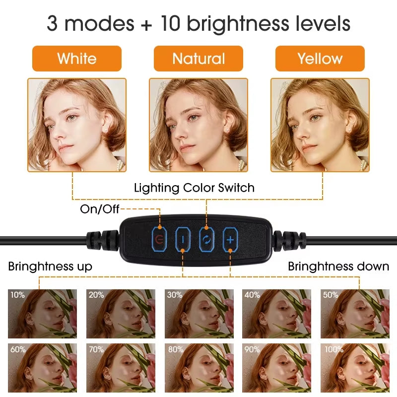 Selfie Ring Lamp Led Ring Light Selfie with 50Cm Tripod Ring for Selfie Phone Video Photography Lighting for Tiktok Phone Holder