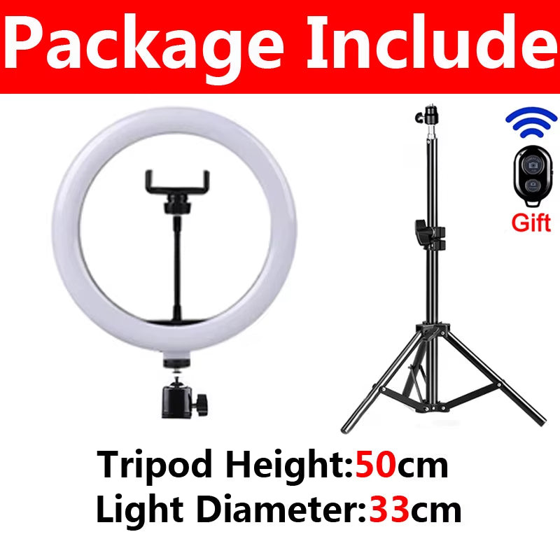Selfie Ring Lamp Led Ring Light Selfie with 50Cm Tripod Ring for Selfie Phone Video Photography Lighting for Tiktok Phone Holder