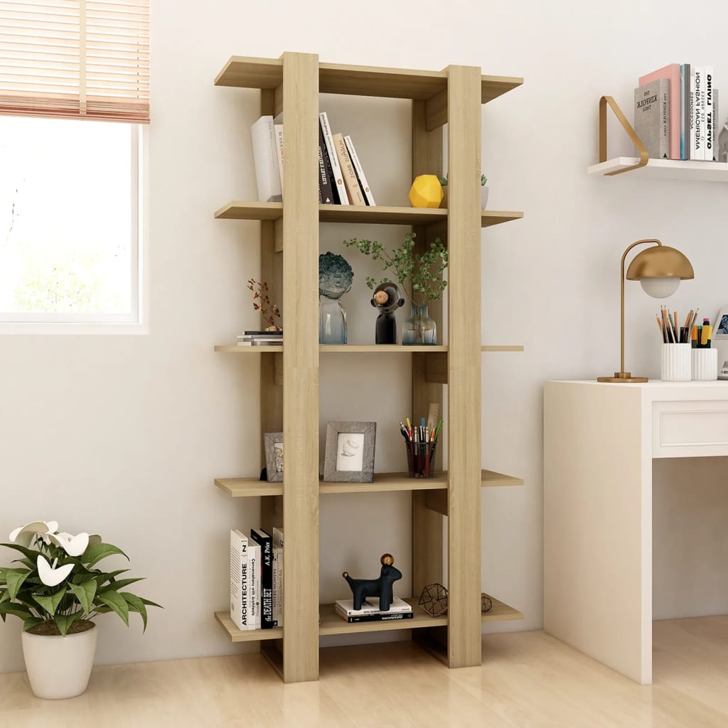 NNEVL Book Cabinet/Room Divider Sonoma Oak 80x30x160 cm Engineered Wood