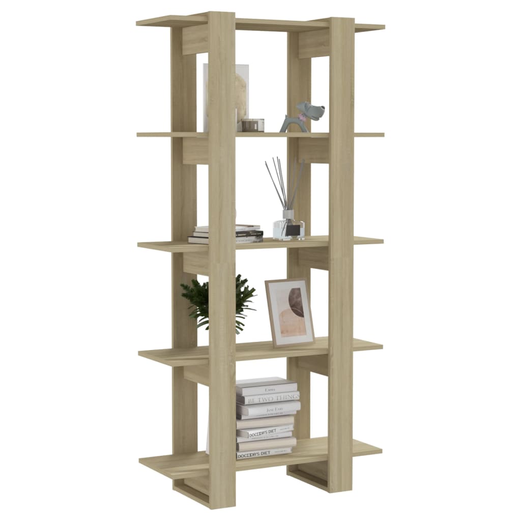NNEVL Book Cabinet/Room Divider Sonoma Oak 80x30x160 cm Engineered Wood
