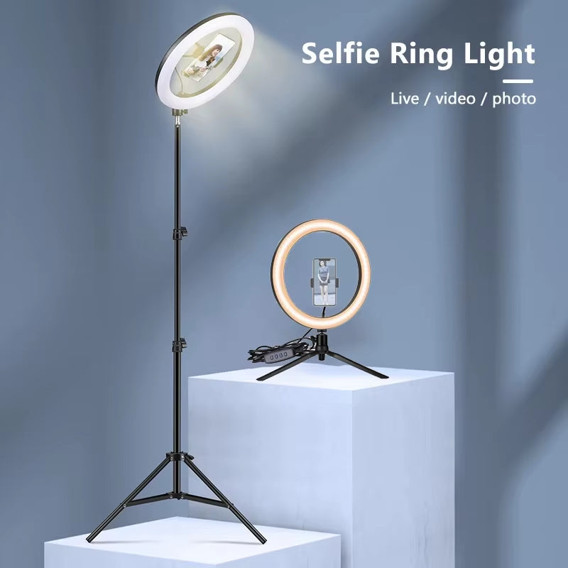 Selfie Ring Lamp Led Ring Light Selfie with 50Cm Tripod Ring for Selfie Phone Video Photography Lighting for Tiktok Phone Holder